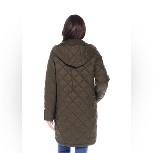 NWT WEATHERPROOF Womens Quilted Puffer Jacket Olive Green Size M $140 1B275 - Picture 2 of 5